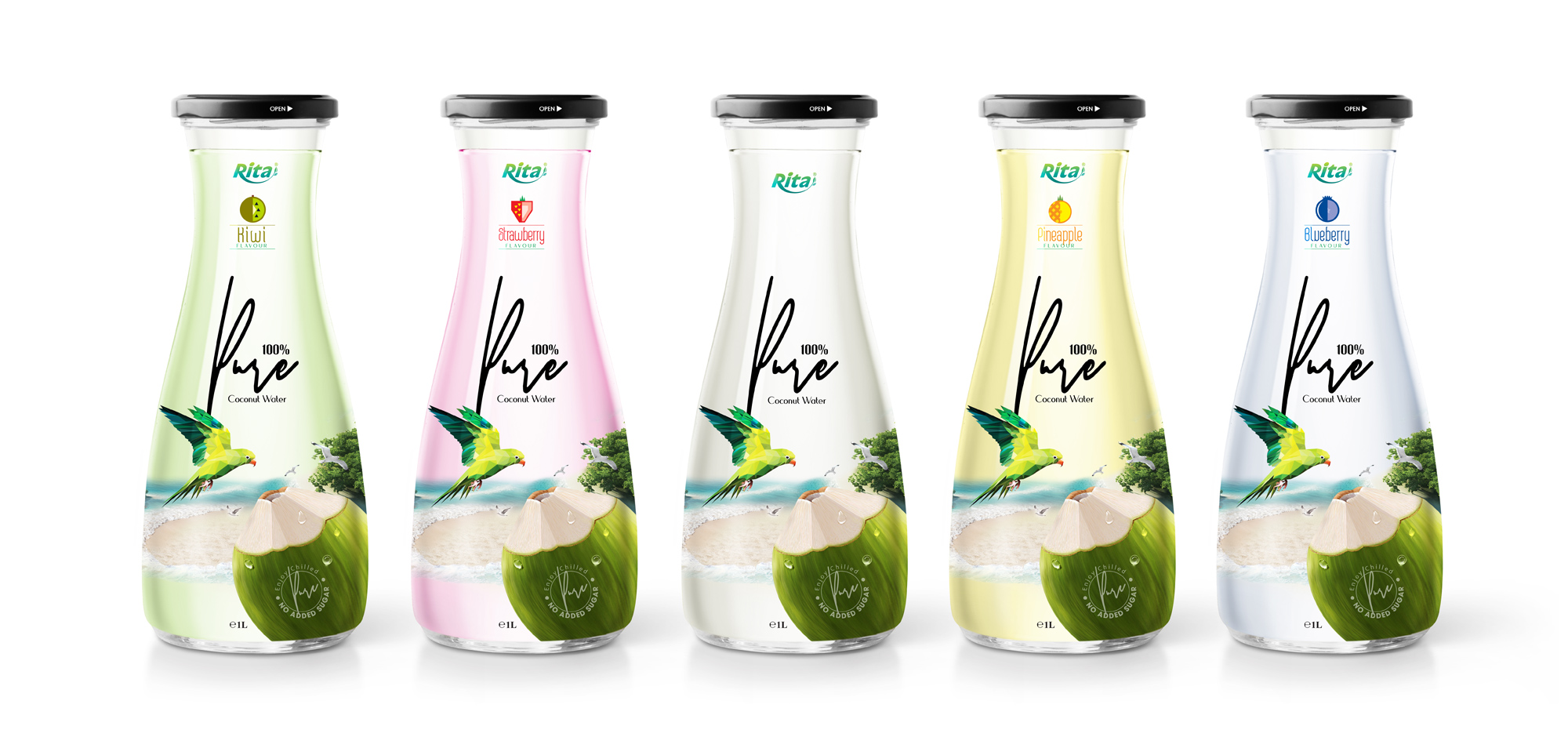 juice packaging design Coconut water kiwi flavour from Juice