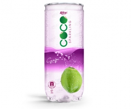 Sparking coconut water with grape flavor