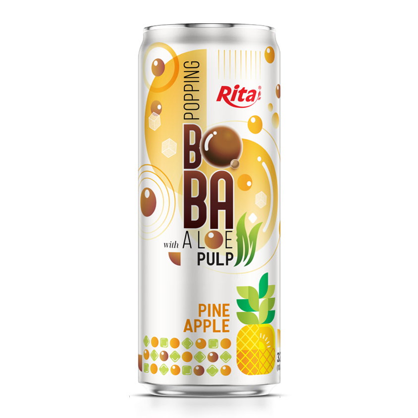 Popping Boba drink with Aloe vera Pulp and pineapple 320ml