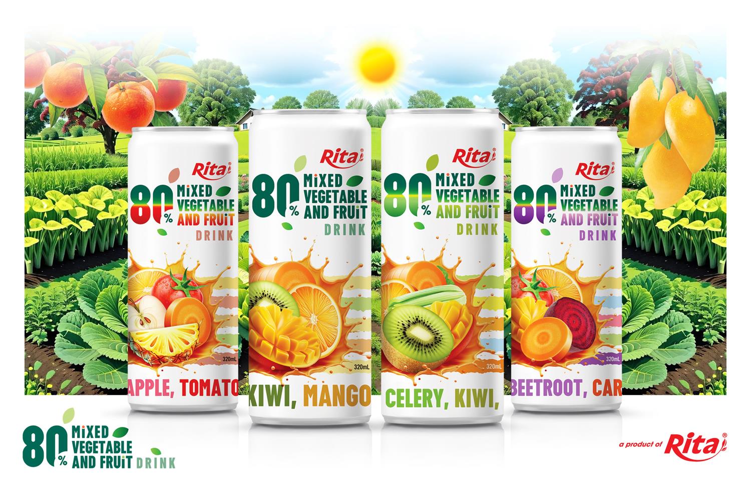 Poster sleek can 320ml 80 Vegetable fruit drink vegan drink