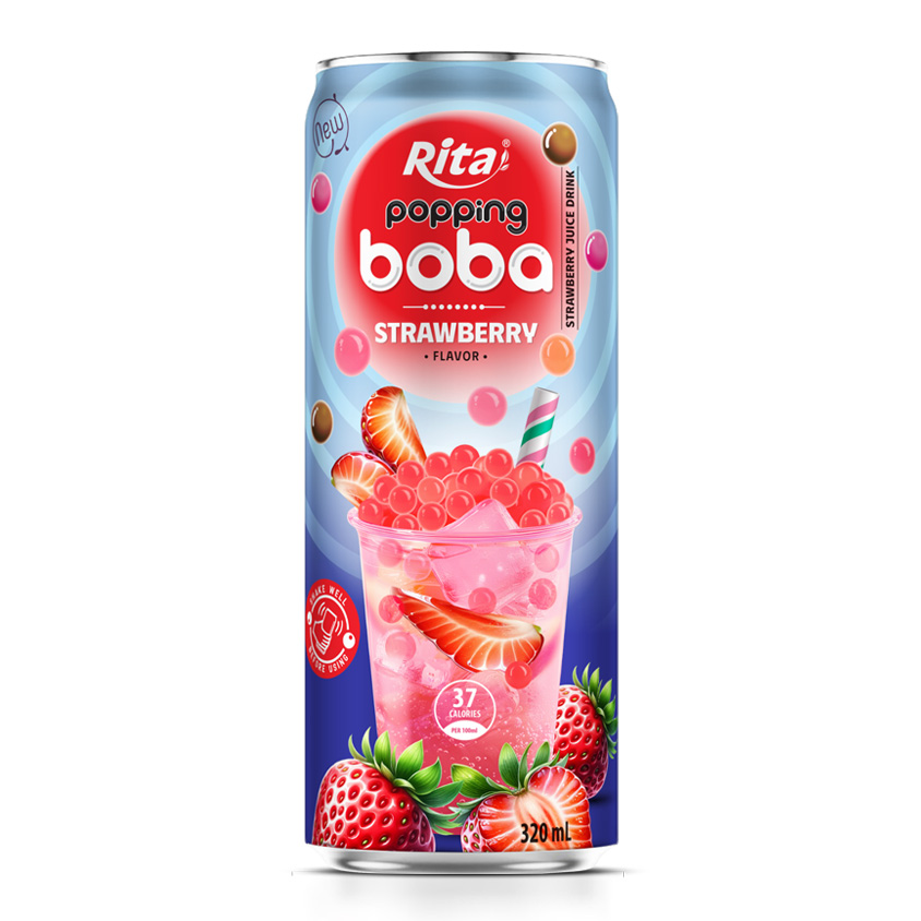 best popping boba with strawberry flavor canned drink