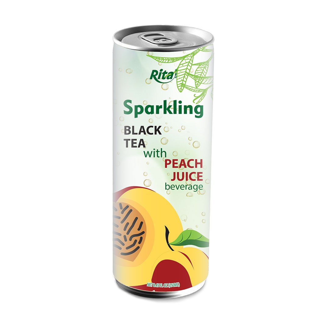 SPARKLING BLACK TEA WITH PEACH JUICE 250 ML CANNED