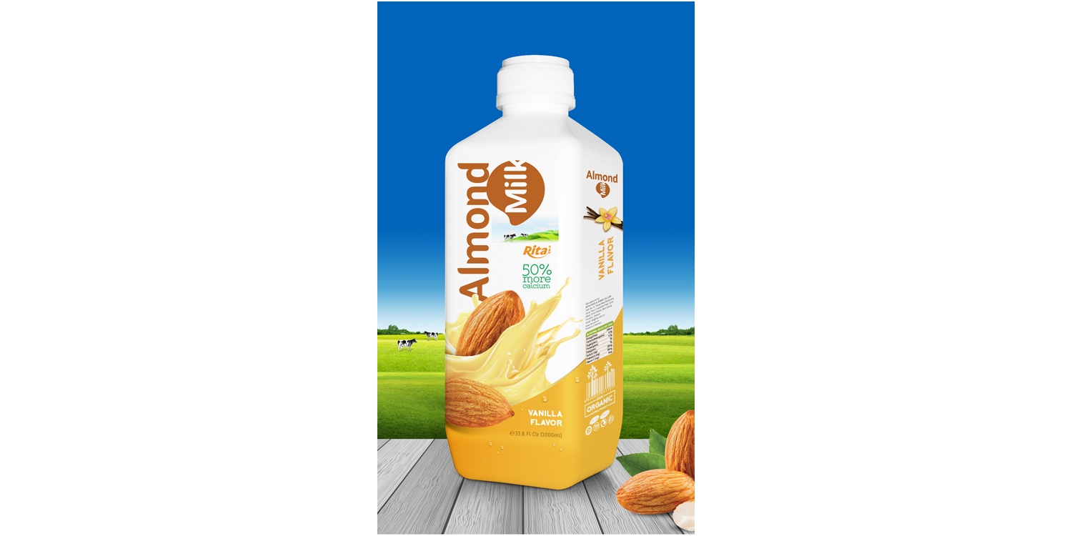 Almond milk drink with  vanilla flavor