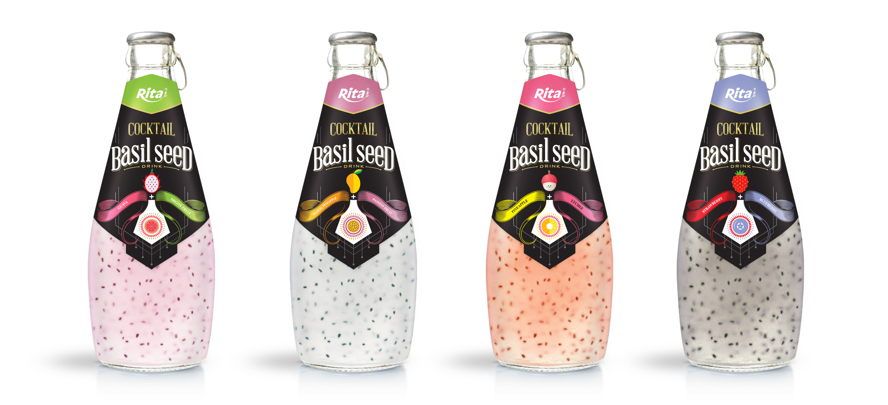 cocktail flavor with basil seed 290ml