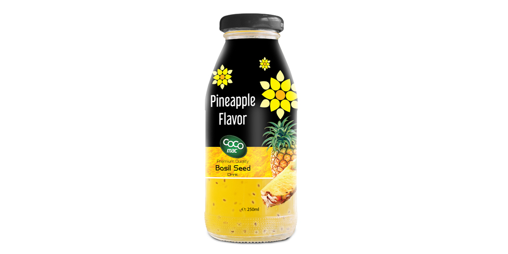 basil seed with pineapple  flavor 250ml glass bottle