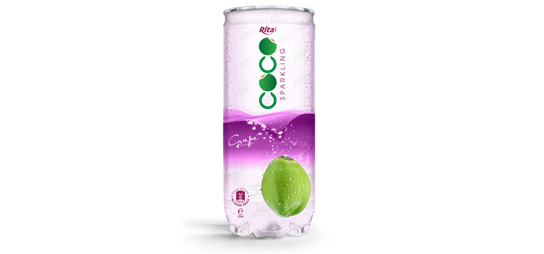 Sparking coconut water with grape flavor