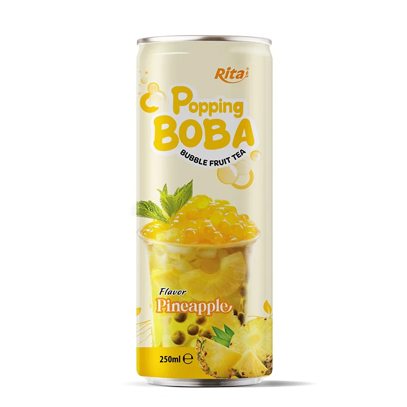 Popping Boba Bubble Fruit Pineapple Tea 250ml Cans