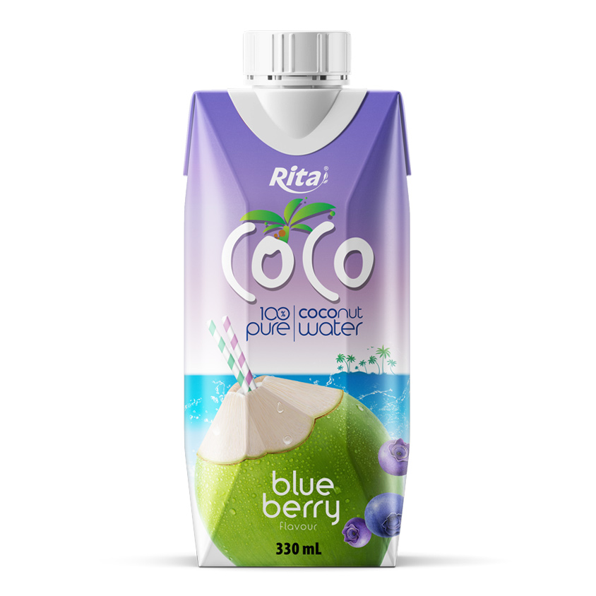 Coco100% Pure Coconut Water With Blueberry Flavour 330ml Paper Box