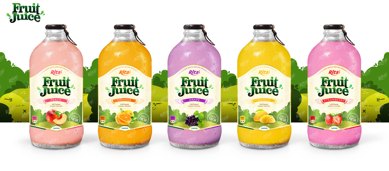 whosale beverages Orange fruit juice 340ml glass bottle
