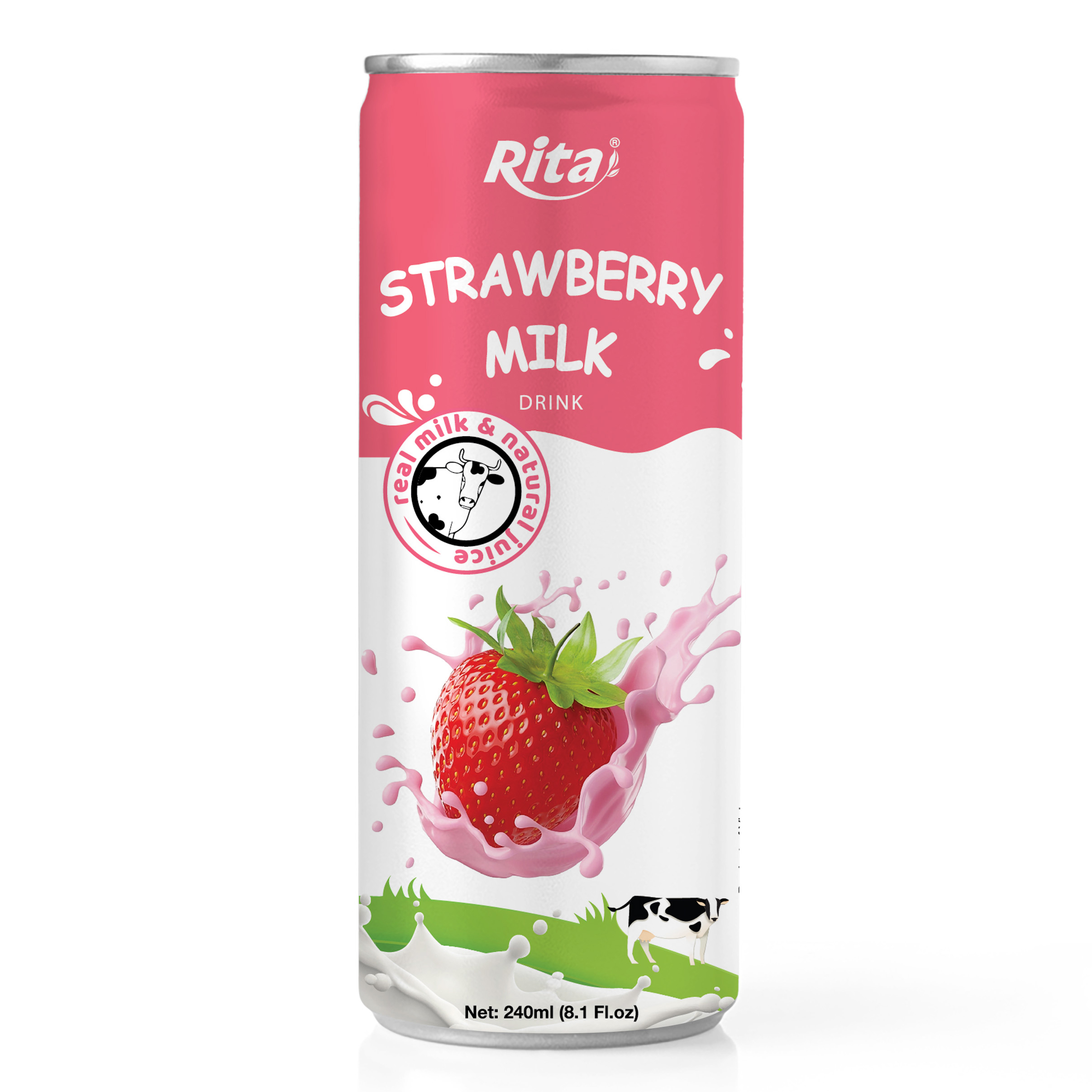 Best Natural Strawberry Juice with Real Milk Drink 240ml Can