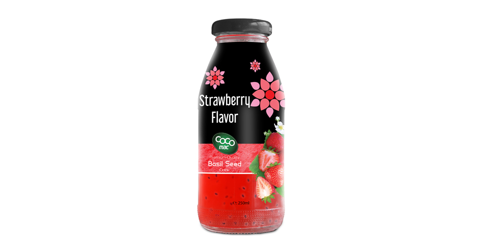 basil seed with strawberry  flavor 250ml glass bottle