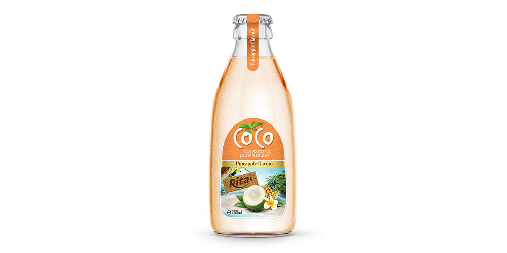 250ML GLASS BOTTLE COCONUT WATER WITH PINEAPPLE FLAVOR