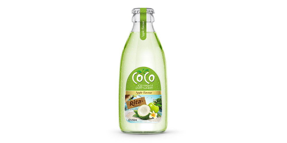 250ML GLASS BOTTLE COCONUT WATER WITH APPLE FLAVOR