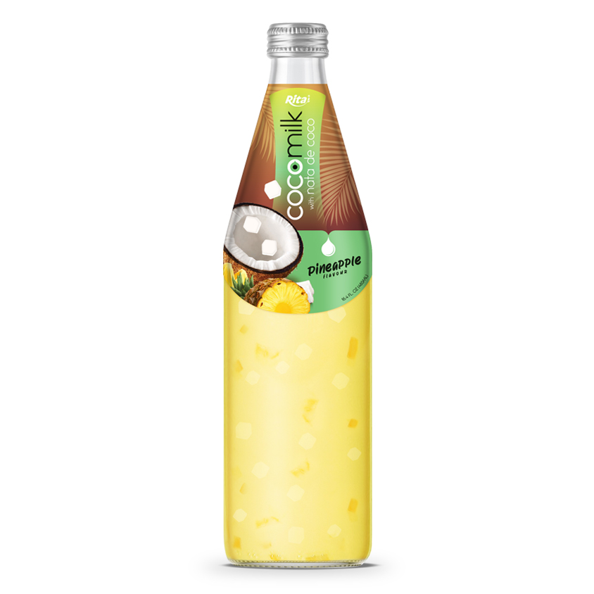 485 ml Glass bottle Coconut milk with nata de coco pineapple juice