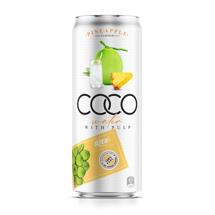 Coconut water with pineapple flavor 330ml canned Rita brand