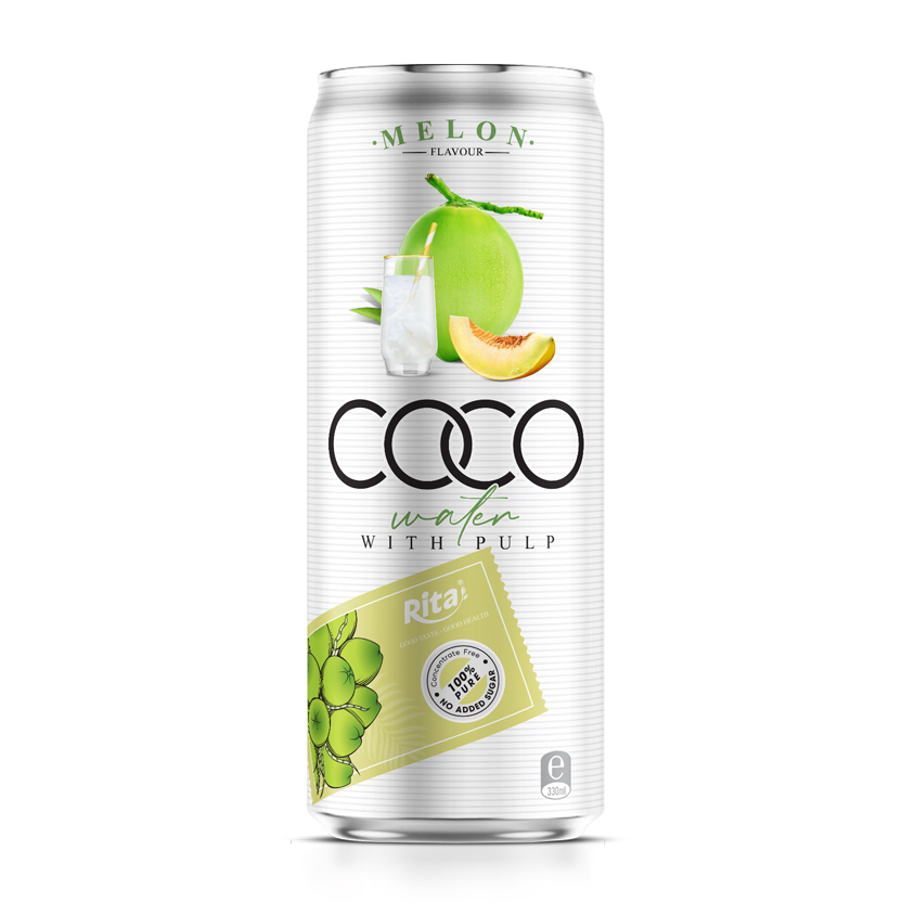 Coconut water with Melon flavor 330ml canned Rita brand