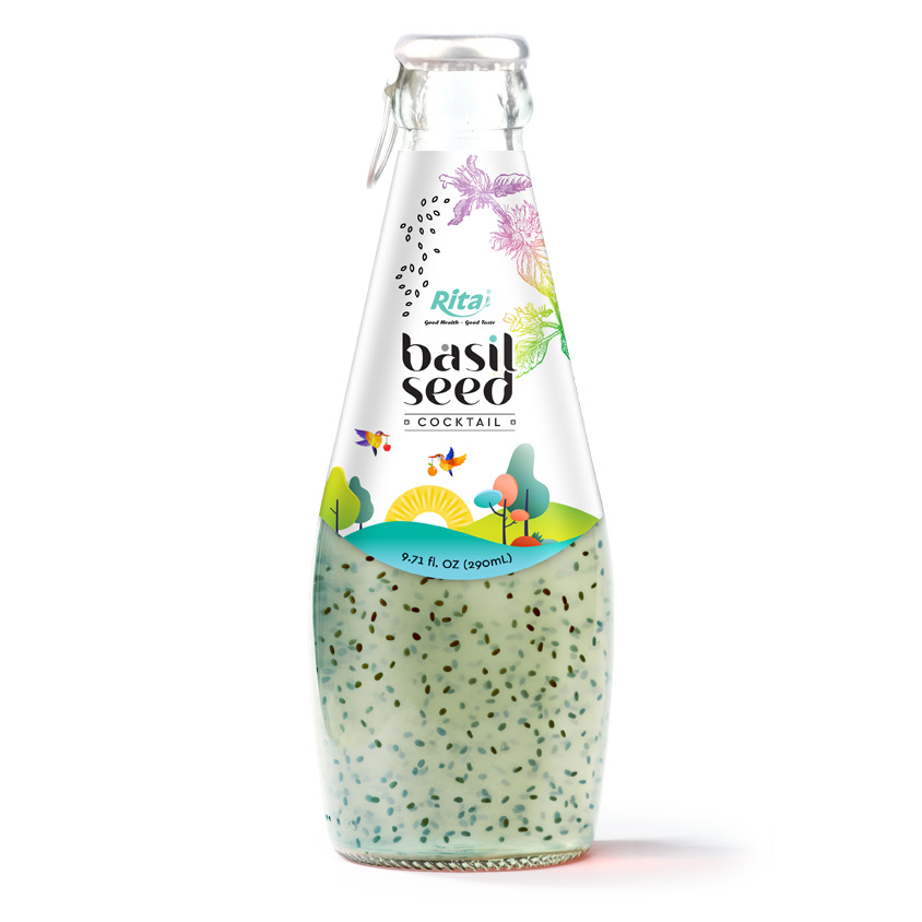 290 ML GLASS BOTTLE BASIL SEED WITH MIX FRUIT JUICE