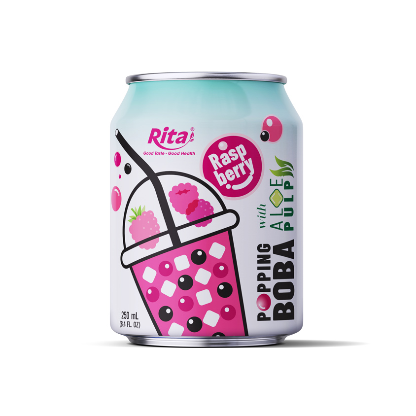 Rita Brand 8.4 Fl Oz Cans Popping Boba Bubble Tea Mix Raspberry Flavor