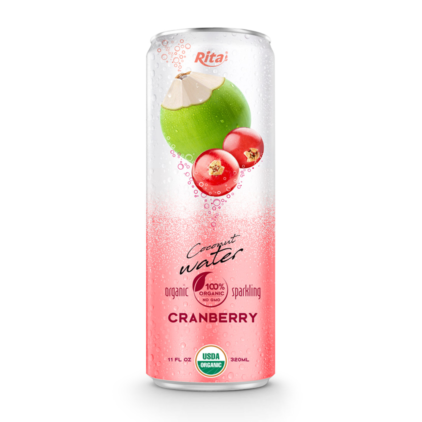 Sparkling Coconut Water Cranberry Flavor 330 ml Canned Brand