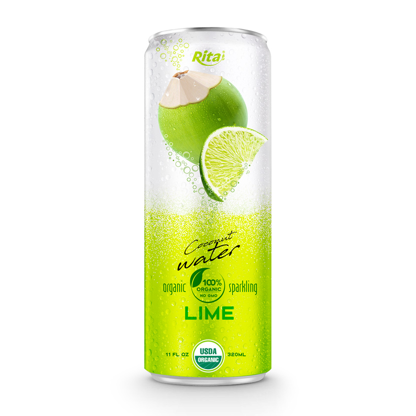 Sparkling Coconut Water With Lime Flavor 330 ml Canned Rita Brand