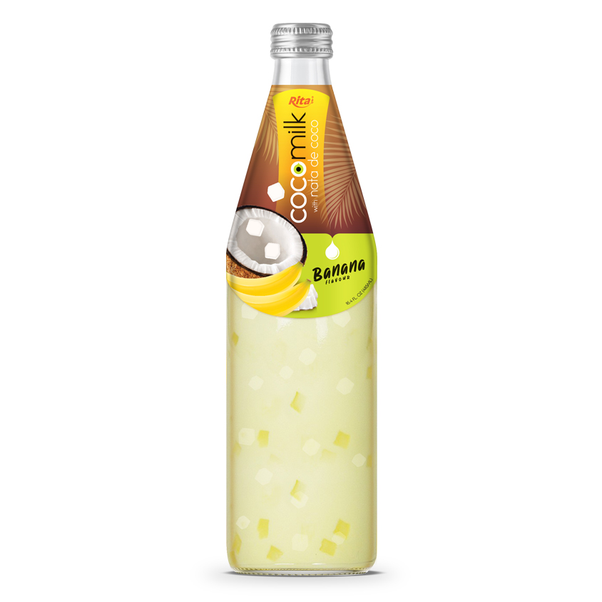 485 ml Glass bottle Coconut milk with nata de coco banana juice