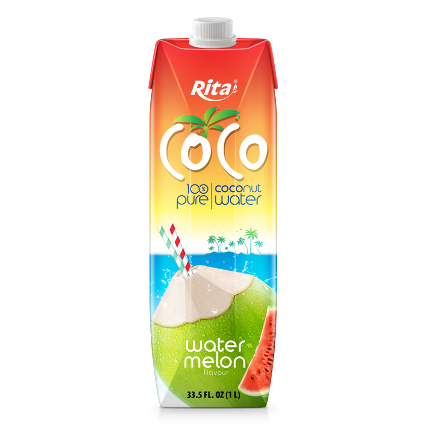 Coco 100% Pure Coconut Water With Watermelon Flavour 1L Paper Box