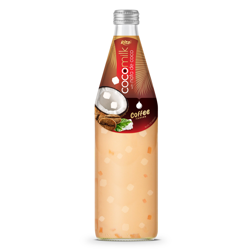 485 ml Glass bottle Coconut milk with nata de coco coffee