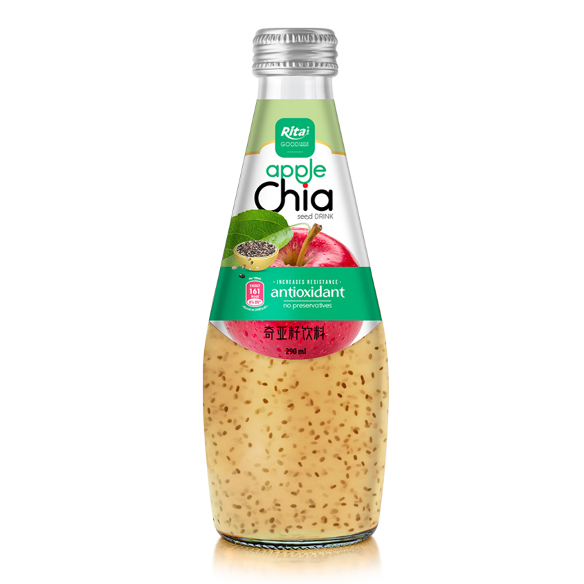 290ml Glass Bottle Chia Seed Drink with Apple Flavor