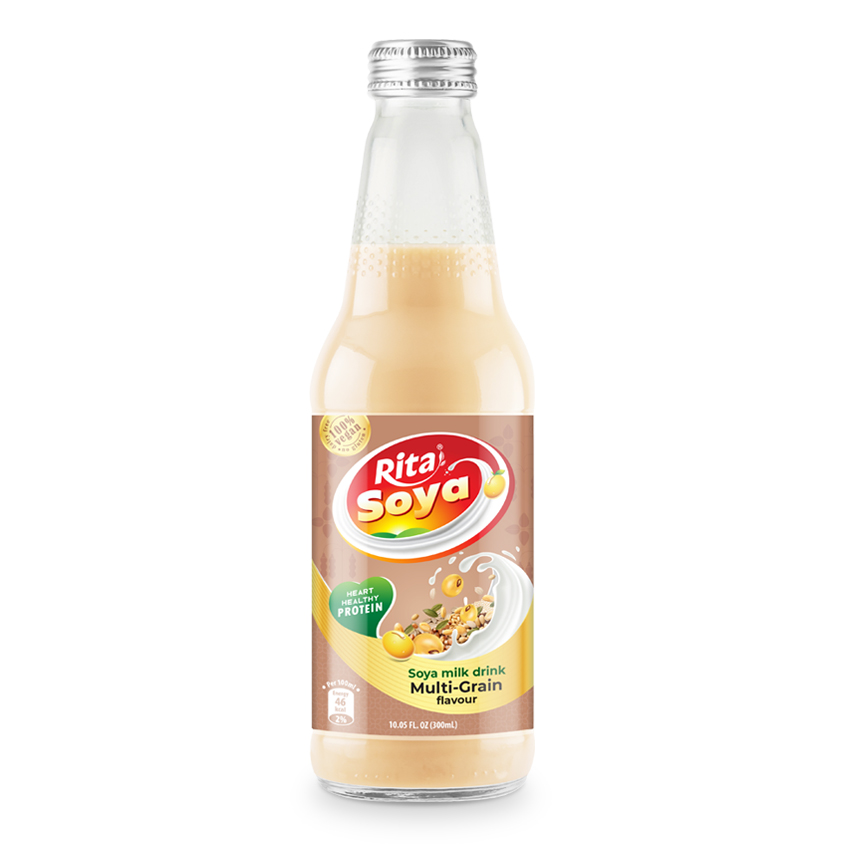 100% Vegan  Rita Soya Milk Drink Multi-grain 10.05 Fl Oz Glass Bottle