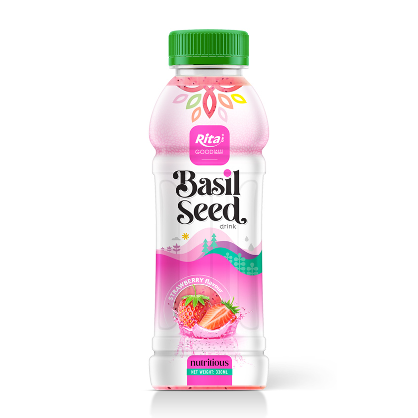 330 PET BOTTLE BASIL SEED WITH STRAWBERRY JUICE