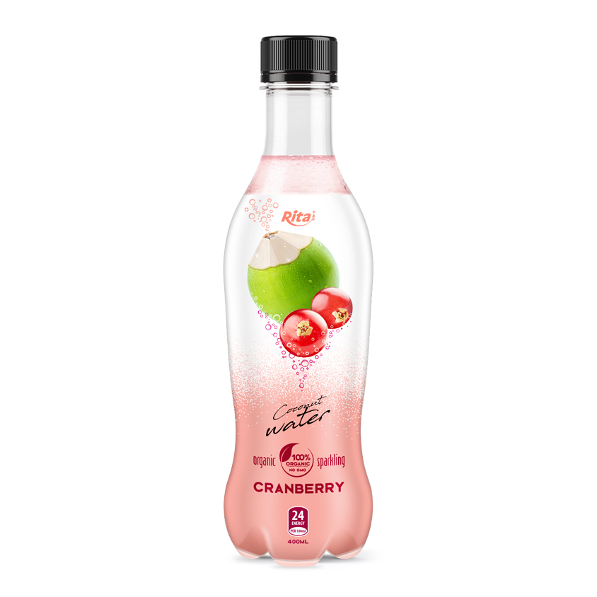 Sparkling Coconut Water Cranberry Flavor 400 ml Bottles Rita Brand