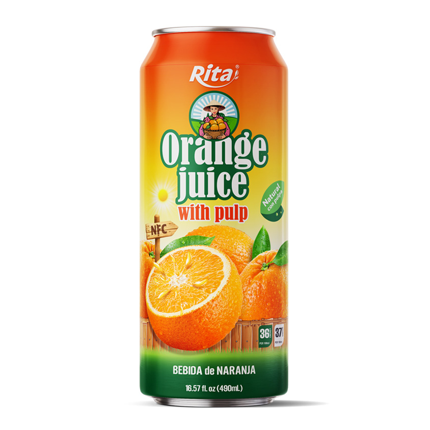 Wholesale Supplier 490ml Can Orange Juice With Pulp