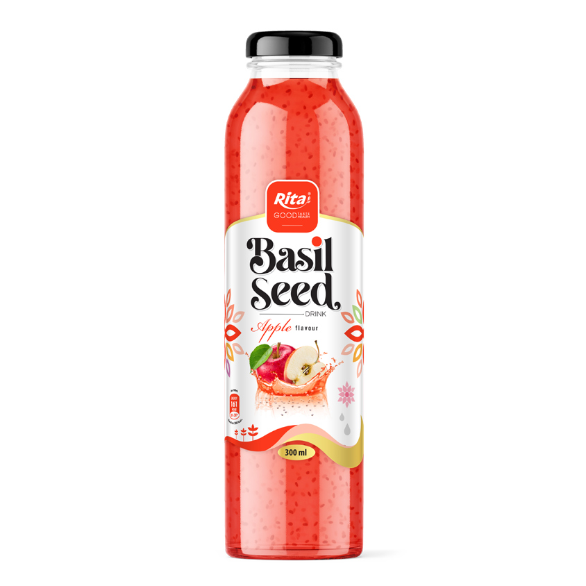 300 GLASS BOTTLE BASIL SEED WITH  APPLE