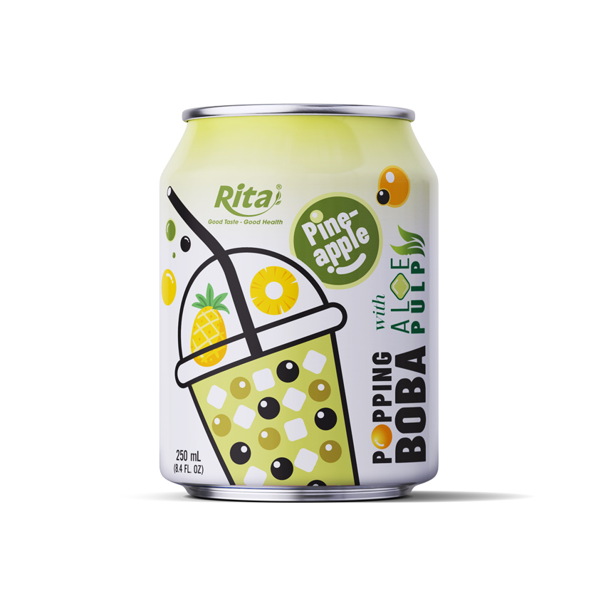 Rita Brand 8.4 Fl Oz Cans Popping Boba Bubble Tea Mix Pineapple Flavor