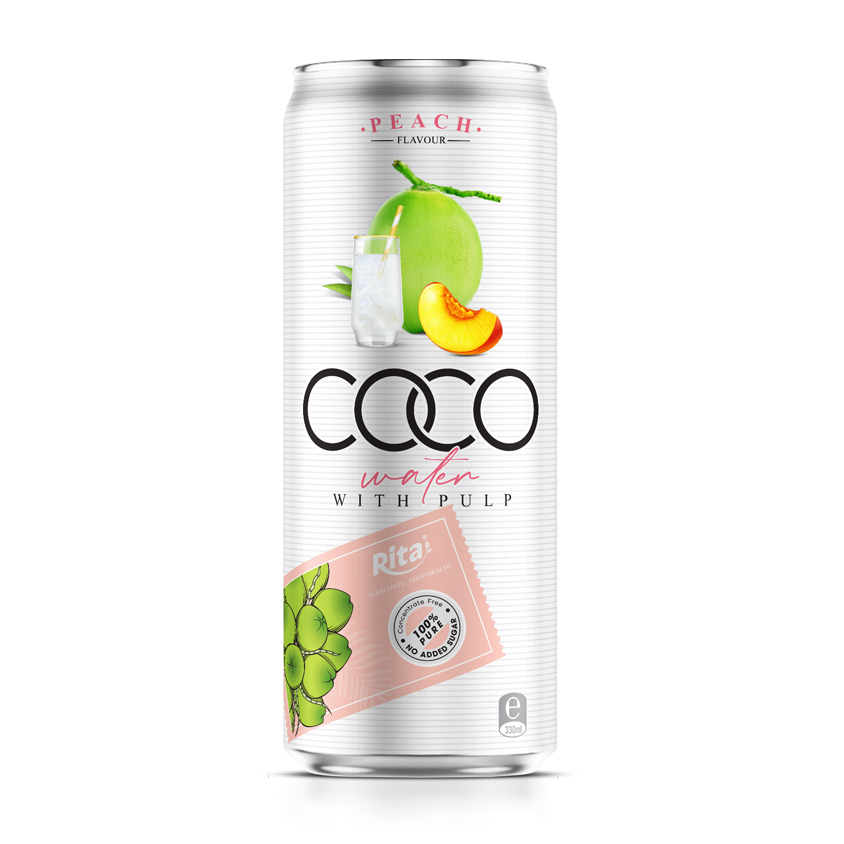 coconut water with peach flavor 330 ml Canned Brand