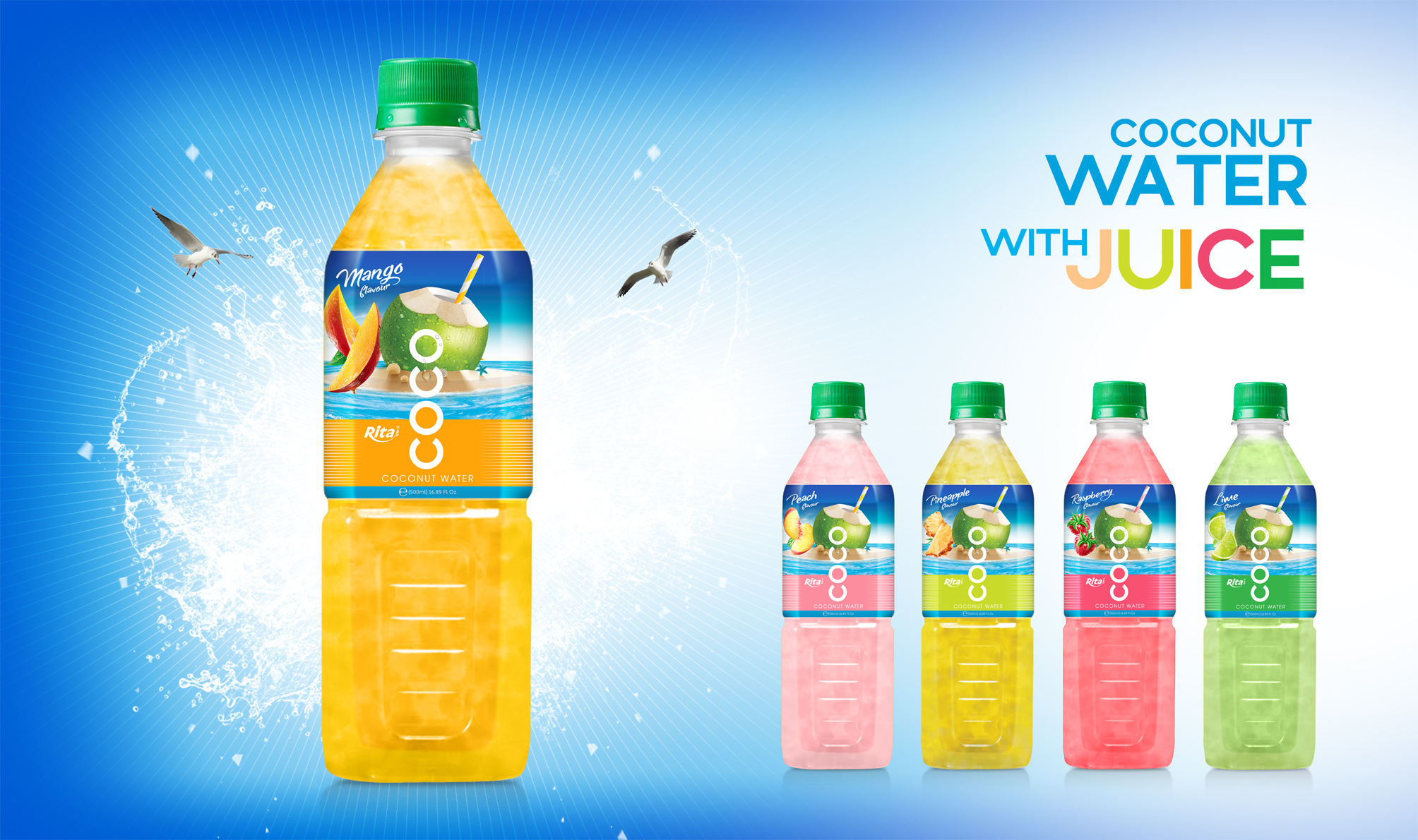 good juice Coconut water with peach flavor 500ml
