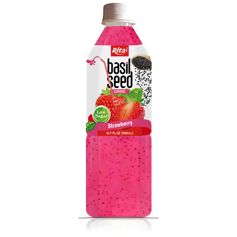 Basil Seed Drinks with Strawberry Flavor 500ml Bottle