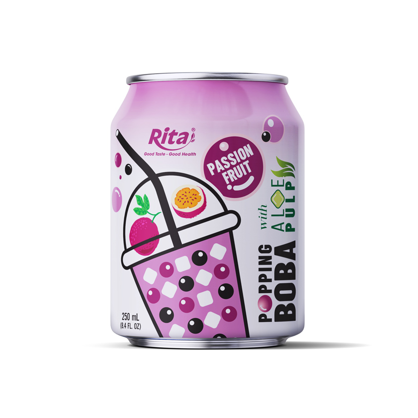 Rita Brand 8.4 Fl Oz Cans Popping Boba Bubble Tea Mix Passion Fruit Flavor