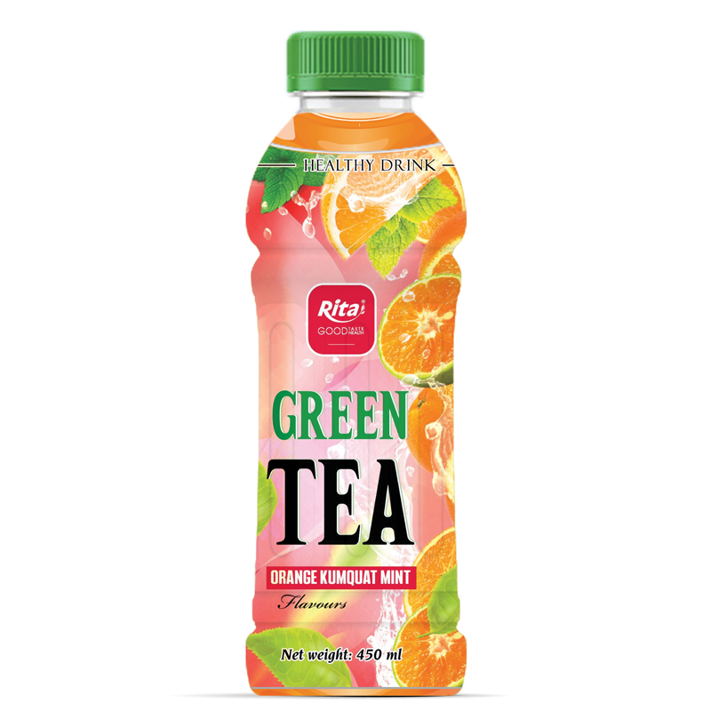 450ml Bottle Best Green Tea Drink Mix Orange Kumquat Mint Flavors