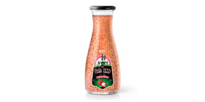 Chia Seed drink with lychee juice 1L in Glass Bottle from Juice 9