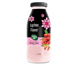 basil seed with lychee flavor 250ml glass bottle
