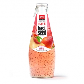 290 ML GLASS BOTTLE BASIL SEED WITH PEACH JUICE